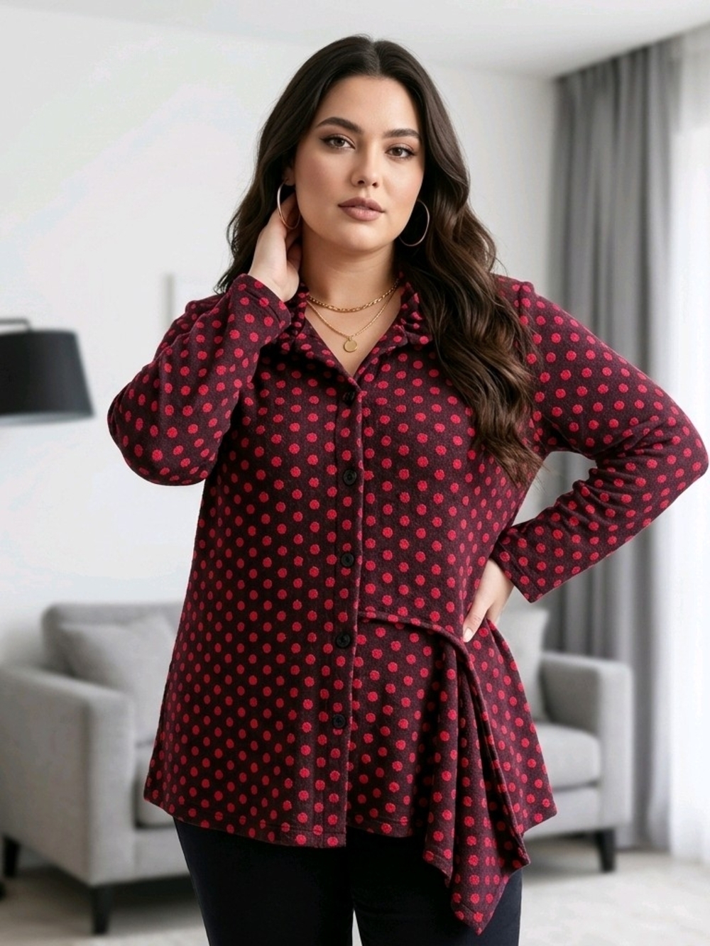 Red Polka Dot Blouse